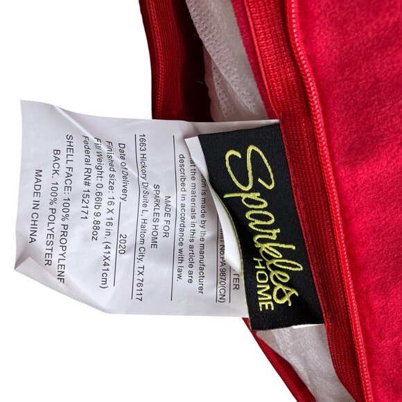 Sparkles Home 16"x16" Red Velvet Silver Embellished Lattice Square Throw Pillow‎ - Picture 3 of 4